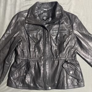a.n.a Genuine Lambskin Jacket Women’s XL Buttery Soft Black Classic Full Zip